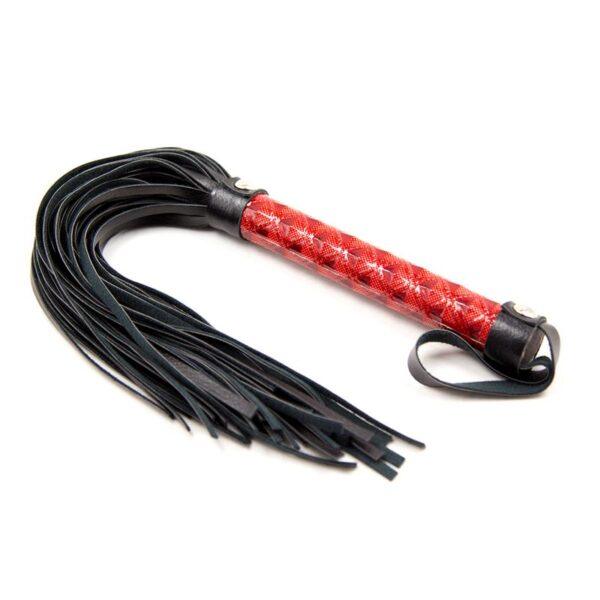 Flogger Patron de Diamante y Mango de Metal 39 cm Rojo-LATETOBED BDSM LINE (LoveCherry) EAN: 8436583794944 - Imagen 2