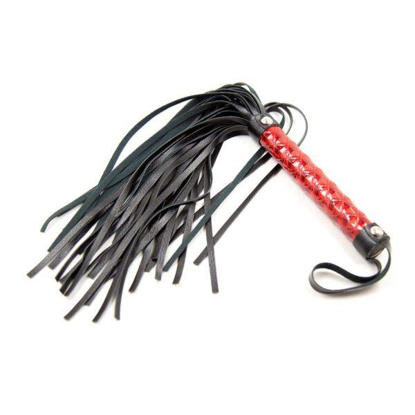 Flogger Patron de Diamante y Mango de Metal 39 cm Rojo-LATETOBED BDSM LINE (LoveCherry) EAN: 8436583794944