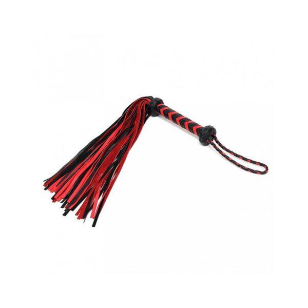 Flogger Trenzado Cuero Negro Rojo-BONDAGE PLAY (LoveCherry) EAN: 8718924237328