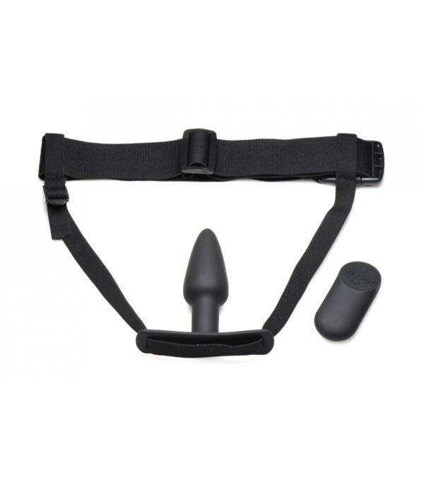 PLUG VIBRADOR C/ MANDO SILICONA Y C/ ARNÉS-XR - MASTERSERIES (Saint Sual) EAN: 848518048851