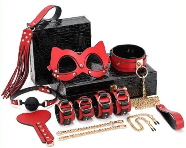 Set de lujo BDSM Negro-Rojo 8 Piezas-KinkHarness (Fun Distri) EAN: 3662811173044