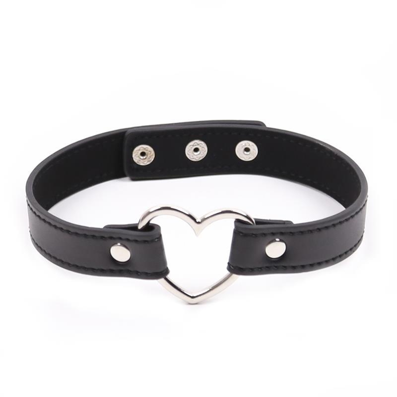 Collar con Aro en Forma de Corazón Ajustable 41,5 cm Negro-LATETOBED BDSM LINE (LoveCherry) EAN: 8436583794715.0