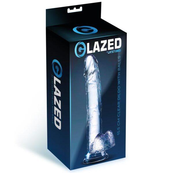 Dildo Realista con Testículos Material Cristalino 15,5 cm-GLAZED (LoveCherry) EAN: 8436583799680 - Imagen 2