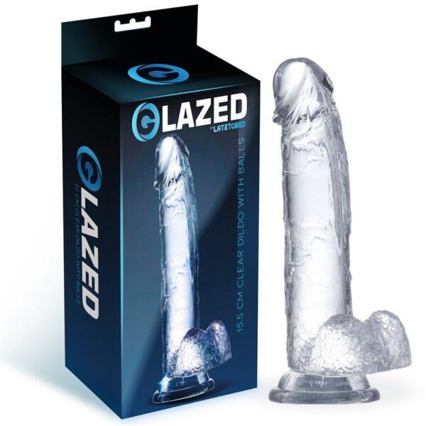 Dildo Realista con Testículos Material Cristalino 15,5 cm-GLAZED (LoveCherry) EAN: 8436583799680