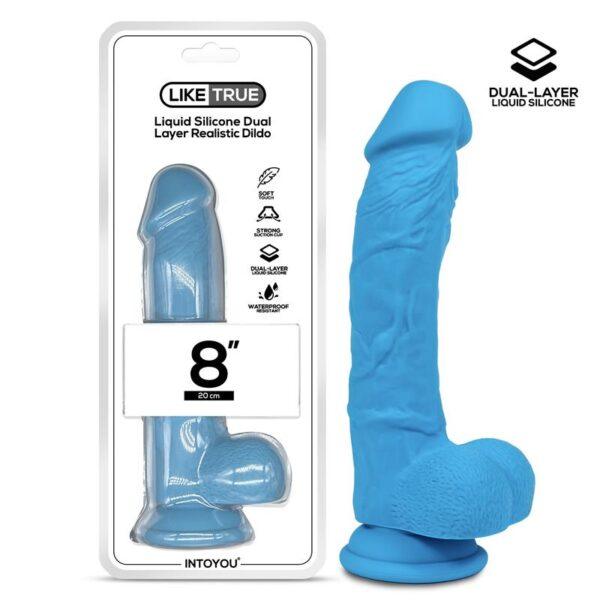 Dildo Realista Silicona Líquida Dual Layer 8 Azul-LIKETRUE (LoveCherry) EAN: 8436615004591