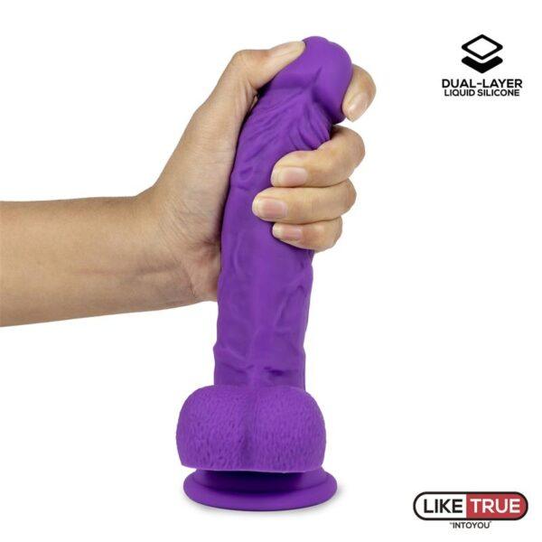 Dildo Realista Silicona Líquida Dual Layer 8 Púrpura-LIKETRUE (LoveCherry) EAN: 8436615004607 - Imagen 3