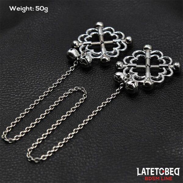 Pinzas de Metal para Pezones Cadena y Cascabeles-LATETOBED BDSM LINE (LoveCherry) EAN: 8436615001057 - Imagen 2