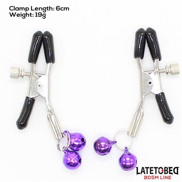 Pinzas para Pezones con Cascabeles Púrpura-LATETOBED BDSM LINE (LoveCherry) EAN: 8436615001040 - Imagen 5