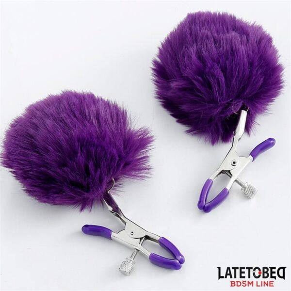 Pinzas para Pezones con Pelo Púrpura-LATETOBED BDSM LINE (LoveCherry) EAN: 8436615001125 - Imagen 2