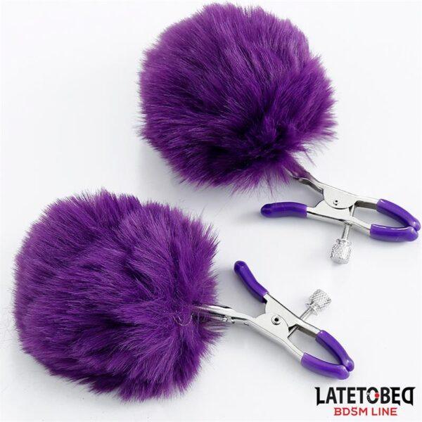 Pinzas para Pezones con Pelo Púrpura-LATETOBED BDSM LINE (LoveCherry) EAN: 8436615001125