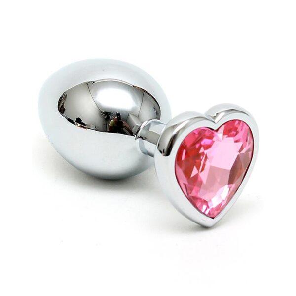 Plug Anal Acero Inox Cristal Corazón Rosa-BONDAGE PLAY (LoveCherry) EAN: 8718924236185