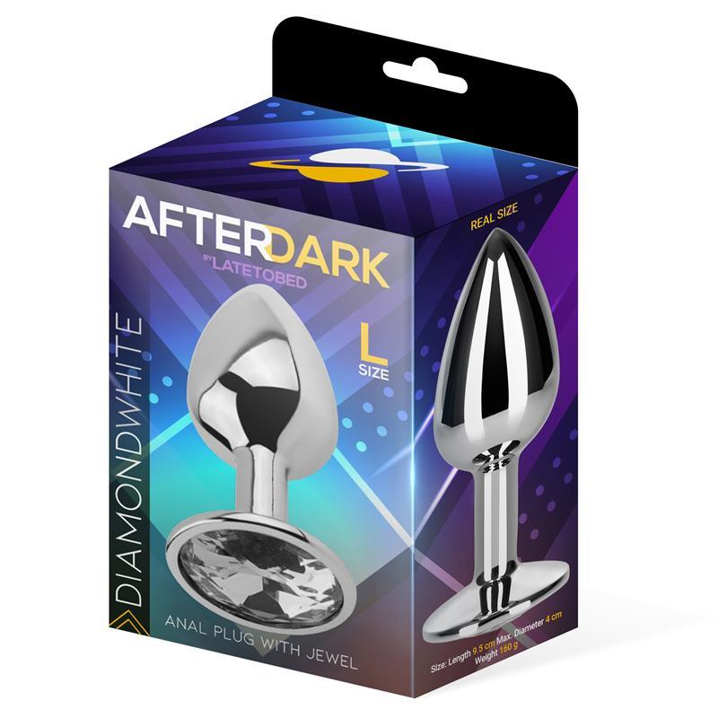Plug Anal con Joya Color Blanco Diamante Talla L Aluminio-AFTERDARK (LoveCherry) EAN: 8436583792865 - Imagen 2