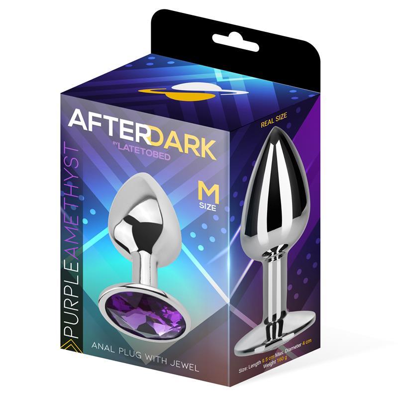 Plug Anal con Joya Púrpura Amatista Talla M Aluminio-AFTERDARK (LoveCherry) EAN: 8436583792902 - Imagen 2