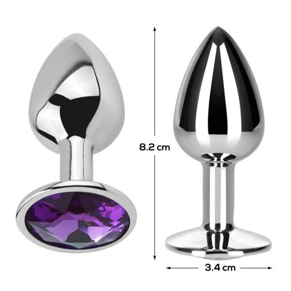 Plug Anal con Joya Púrpura Amatista Talla M Aluminio-AFTERDARK (LoveCherry) EAN: 8436583792902 - Imagen 3