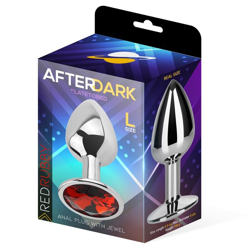 Plug Anal con Joya Rojo Rubí Talla L Aluminio-AFTERDARK (LoveCherry) EAN: 8436583792926 - Imagen 2