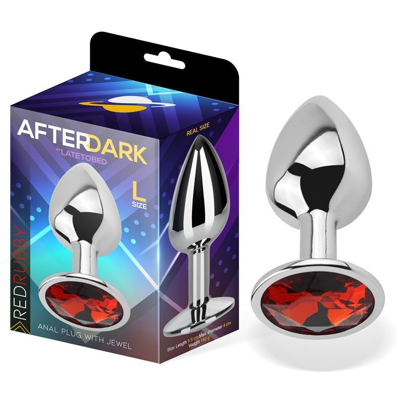 Plug Anal con Joya Rojo Rubí Talla L Aluminio-AFTERDARK (LoveCherry) EAN: 8436583792926