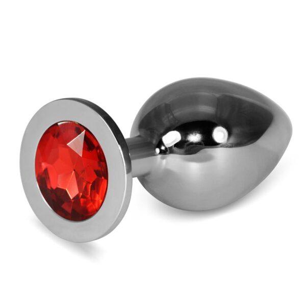 Plug Anal Metal RoseBud Classic con Joya Rojo Talla L-LOVETOY (LoveCherry) EAN: 6970260904100