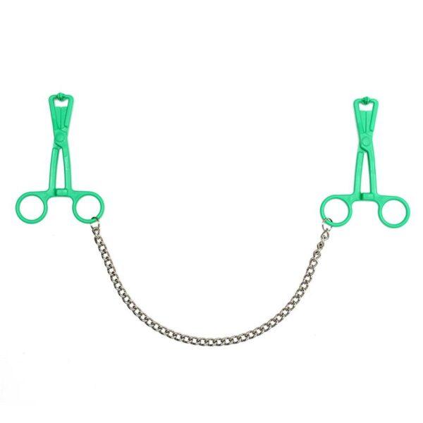 Pinzas  Pezones con Cadena  Verde-BONDAGE PLAY (LoveCherry) EAN: 8718924230114