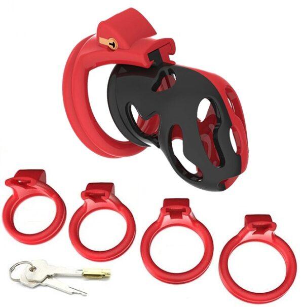 Dinoz Chastity Cage 6.5 x 3cm Negro-Rojo (Fun Distri)EAN: 3662811251803 - Imagen 2