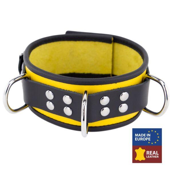 Collar de cuero 3 anillos D amarillo-negro-The Red (Fun Distri) EAN: 3701019811713