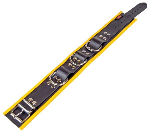 Collar de cuero - 3 anillos en D - Negro/ Amarillo-The Red (Fun Distri) EAN: 3701019809673 - Imagen 4