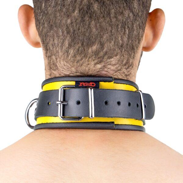 Collar de cuero - 3 anillos en D - Negro/ Amarillo-The Red (Fun Distri) EAN: 3701019809673 - Imagen 6