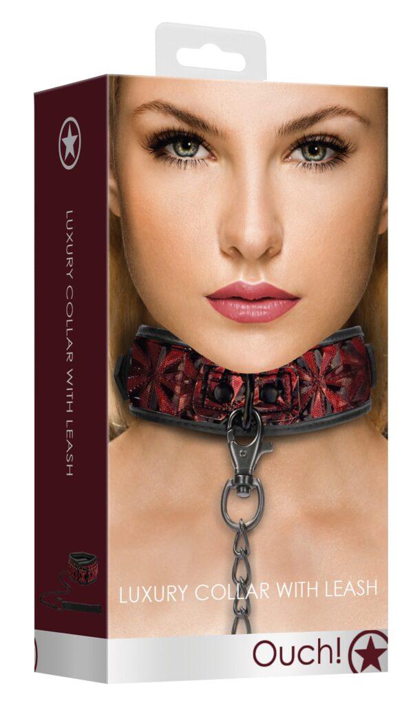 Collar rojo de lujo y plomo-Ouch! Luxury (Fun Distri) EAN: 8714273928634 - Imagen 2