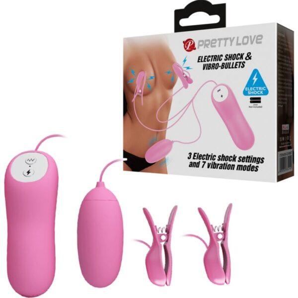 PRETTY LOVE - PINZAS CON VIBRACIÓN Y ELETROSHOCK ROSA-PRETTY LOVE (Dreamlove) EAN: 6959532334142