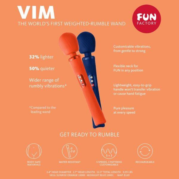 FUN FACTORY - VIM WAND RUMBLE VIBRADOR RECARGABLE SILICONA NARANJA-FUN FACTORY (Dreamlove) EAN: 4032498100005 - Imagen 6