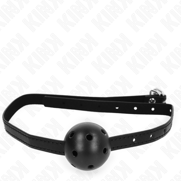 KINK - MORDAZA DE BOLA 4.5 CM TRANSPIRABLE SIMPLICITY NEGRO 62 x 1.5 CM-KINK COLLAR & GAG (Dreamlove) EAN: 8435565941994 - Imagen 3