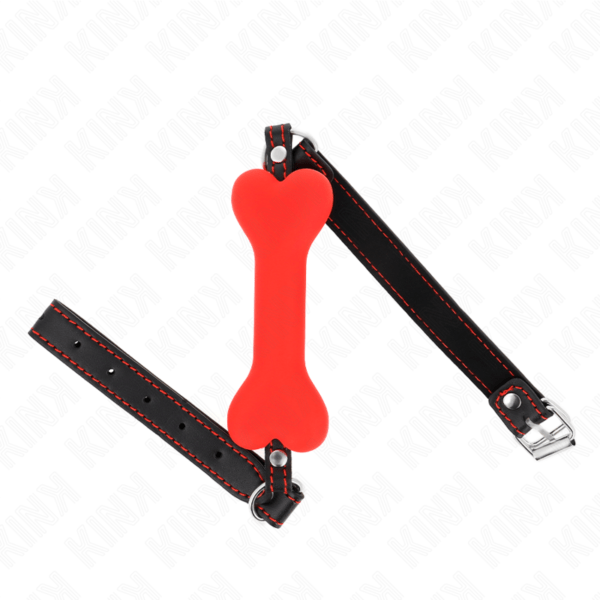 KINK - MORDAZA DE HUESO 12 CM ROJO 63 x 2 CM-KINK COLLAR & GAG (Dreamlove) EAN: 8435565942366