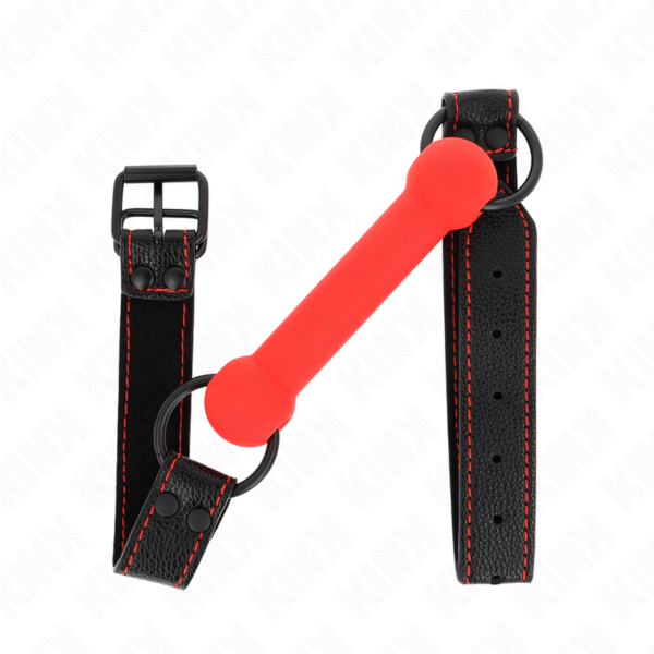 KINK - MORDAZA FORMA DE HUESO CON CORREA POLIPIEL ROJO AJUSTABLE 41-57 CM-KINK COLLAR & GAG (Dreamlove) EAN: 8435565941758