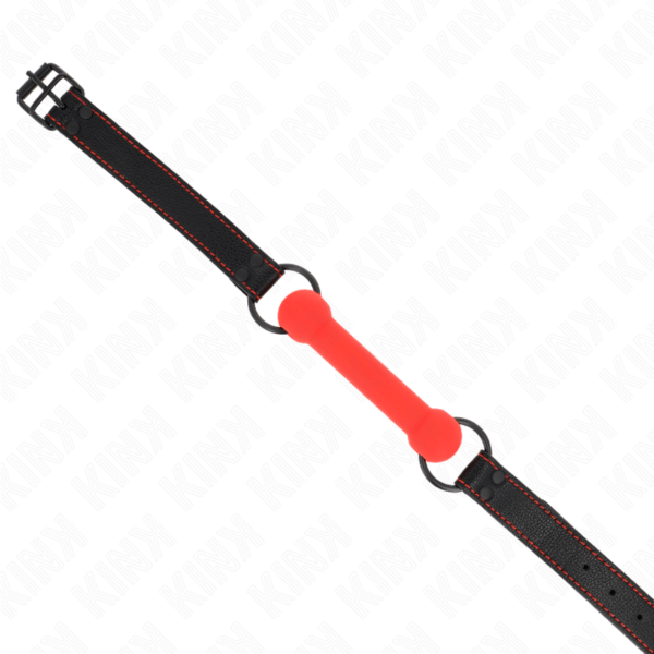 KINK - MORDAZA FORMA DE HUESO CON CORREA POLIPIEL ROJO AJUSTABLE 41-57 CM-KINK COLLAR & GAG (Dreamlove) EAN: 8435565941758 - Imagen 3