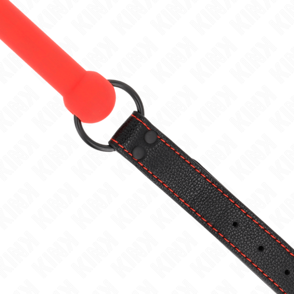 KINK - MORDAZA FORMA DE HUESO CON CORREA POLIPIEL ROJO AJUSTABLE 41-57 CM-KINK COLLAR & GAG (Dreamlove) EAN: 8435565941758 - Imagen 4