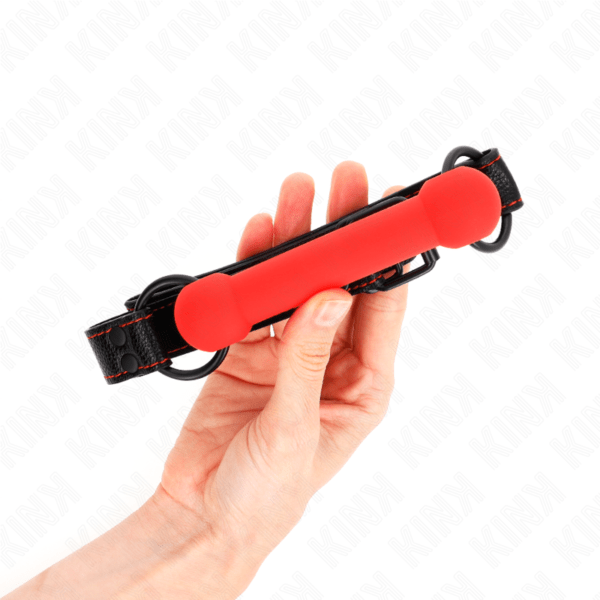 KINK - MORDAZA FORMA DE HUESO CON CORREA POLIPIEL ROJO AJUSTABLE 41-57 CM-KINK COLLAR & GAG (Dreamlove) EAN: 8435565941758 - Imagen 2