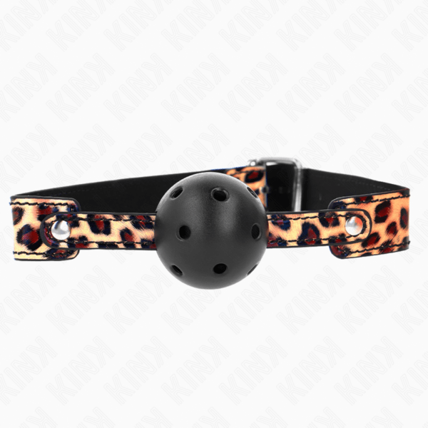 KINK - MORDAZA DE BOLA 4.5 CM TRANSPIRABLE LEOPARDO 65 x 2.5 CM-KINK COLLAR & GAG (Dreamlove) EAN: 8435565941970 - Imagen 2