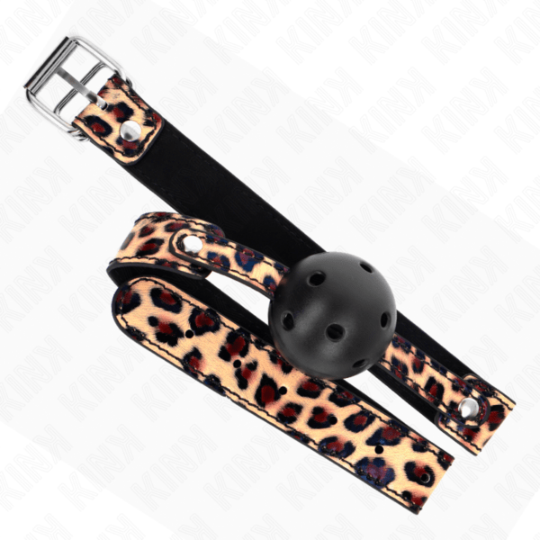 KINK - MORDAZA DE BOLA 4.5 CM TRANSPIRABLE LEOPARDO 65 x 2.5 CM-KINK COLLAR & GAG (Dreamlove) EAN: 8435565941970 - Imagen 4