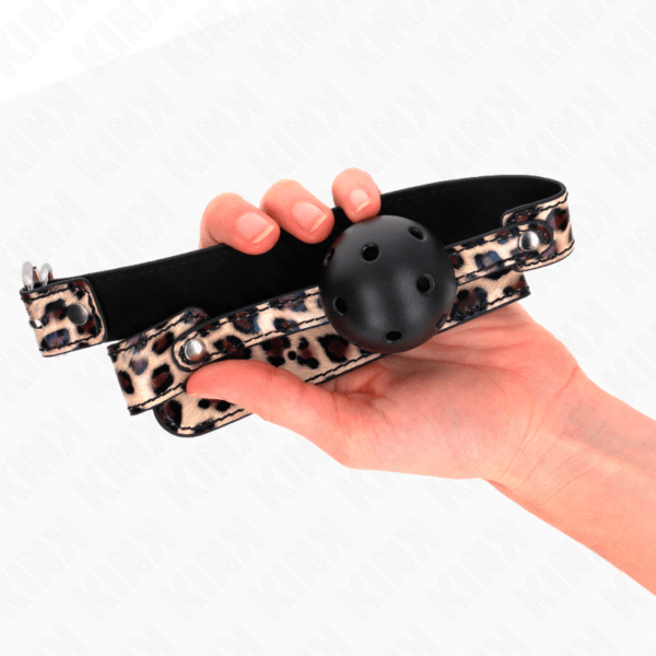 KINK - MORDAZA DE BOLA 4.5 CM TRANSPIRABLE LEOPARDO 65 x 2.5 CM-KINK COLLAR & GAG (Dreamlove) EAN: 8435565941970 - Imagen 3