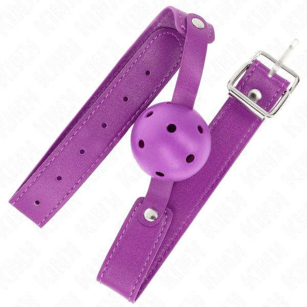 KINK - MORDAZA DE BOLA 4.5 CM TRANSPIRABLE MORADO 65 x 2.5 CM-KINK COLLAR & GAG (Dreamlove) EAN: 8435565941956 - Imagen 2