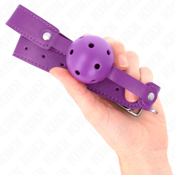 KINK - MORDAZA DE BOLA 4.5 CM TRANSPIRABLE MORADO 65 x 2.5 CM-KINK COLLAR & GAG (Dreamlove) EAN: 8435565941956 - Imagen 4