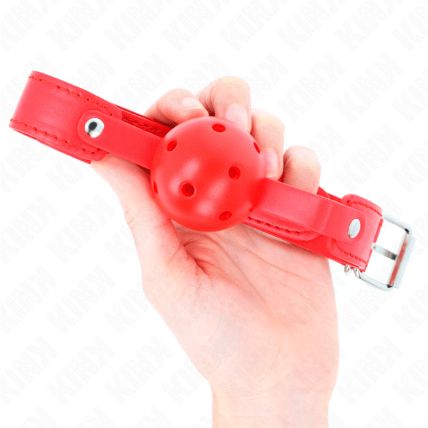 KINK - MORDAZA DE BOLA 4.5 CM TRANSPIRABLE ROJO 65 x 2.5 CM-KINK COLLAR & GAG (Dreamlove) EAN: 8435565941963 - Imagen 3