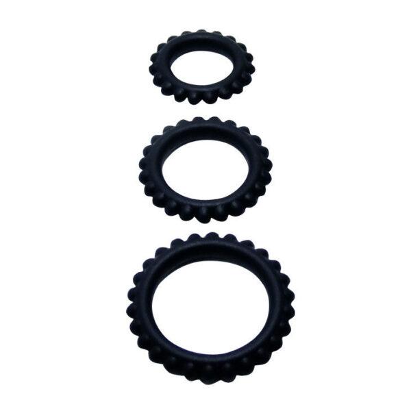 BAILE - TITAN SET 3 PCS COCK RING BLACK 2.8 + 2.4 + 1.9 CM-BAILE FOR HIM (Dreamlove) EAN: 8435565917340 - Imagen 2