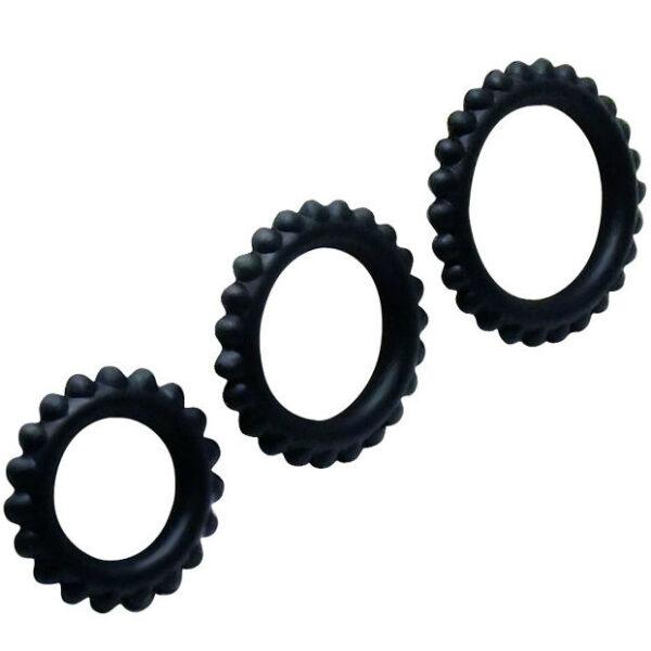 BAILE - TITAN SET 3 PCS COCK RING BLACK 2.8 + 2.4 + 1.9 CM-BAILE FOR HIM (Dreamlove) EAN: 8435565917340 - Imagen 3