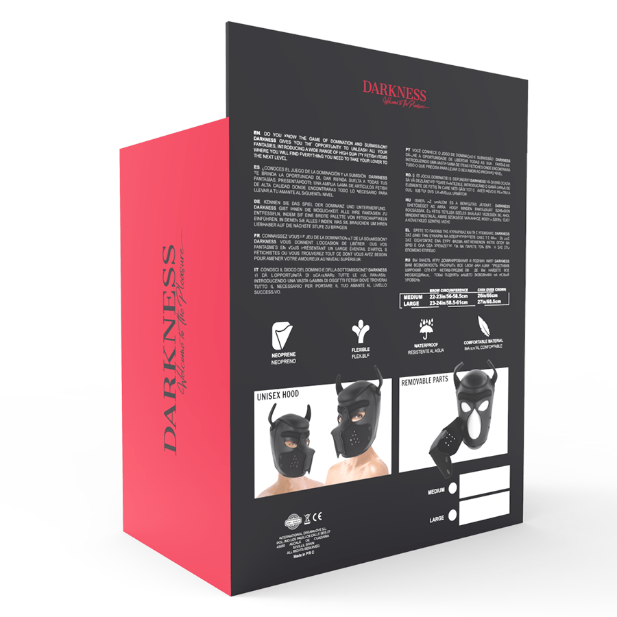 DARKNESS - MÁSCARA PERRO DE NEOPRENO CON HOCICO EXTRAÍBLE L-DARKNESS BONDAGE (Dreamlove) EAN: 8435565904296 - Imagen 7