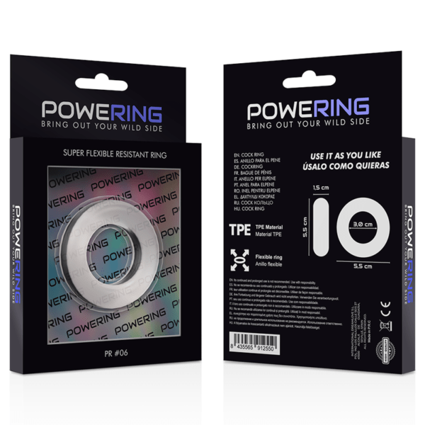 POWERING - SUPER FLEXIBLE Y RESISTENTE ANILLO PENE  5.5CM PR06 CLEAR-POWERING (Dreamlove) EAN: 8435565913366 - Imagen 12