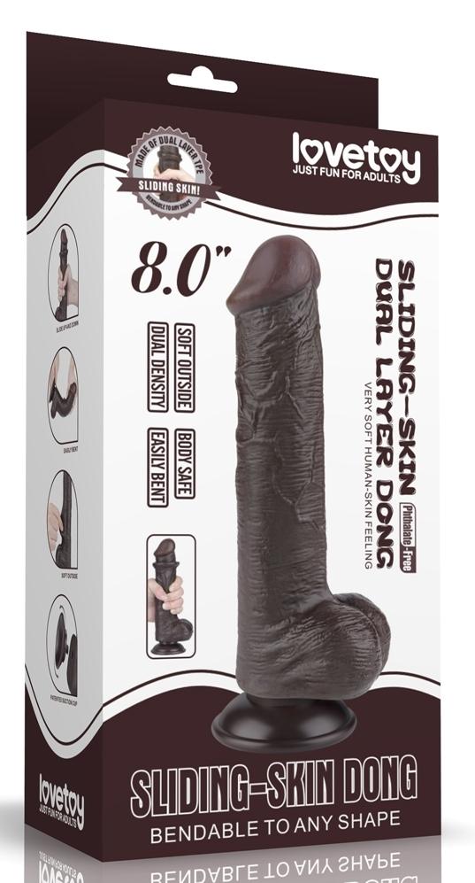 Consolador con monedero de piel deslizante 15 x 4,5cm Negro-LoveToy SlidingSkin (Fun Distri) EAN: 6942063400530 - Imagen 2