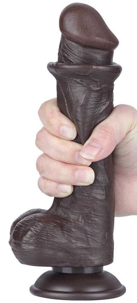 Consolador con monedero de piel deslizante 15 x 4,5cm Negro-LoveToy SlidingSkin (Fun Distri) EAN: 6942063400530 - Imagen 3