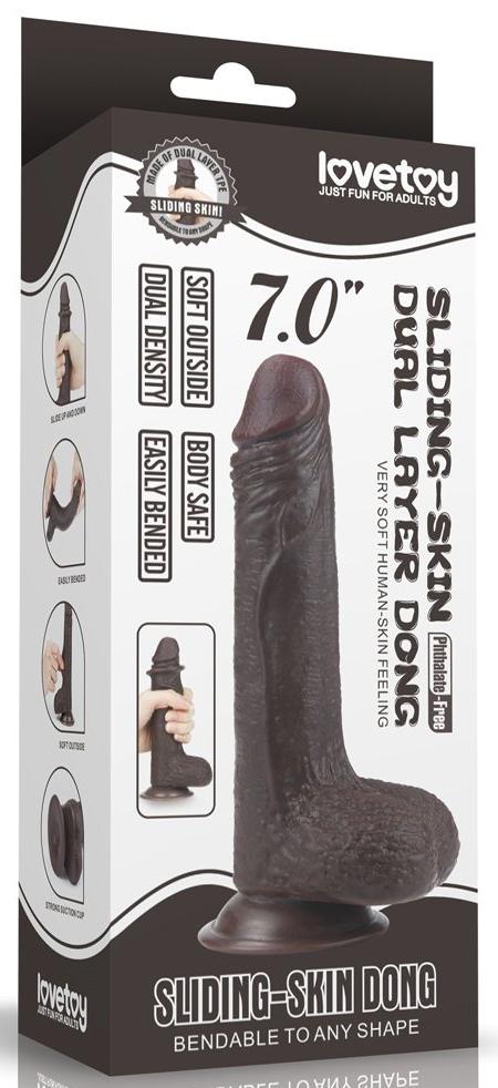 Consolador de piel deslizante 13 x 3,5cm Marrón-LoveToy SlidingSkin (Fun Distri) EAN: 6970260909396 - Imagen 2