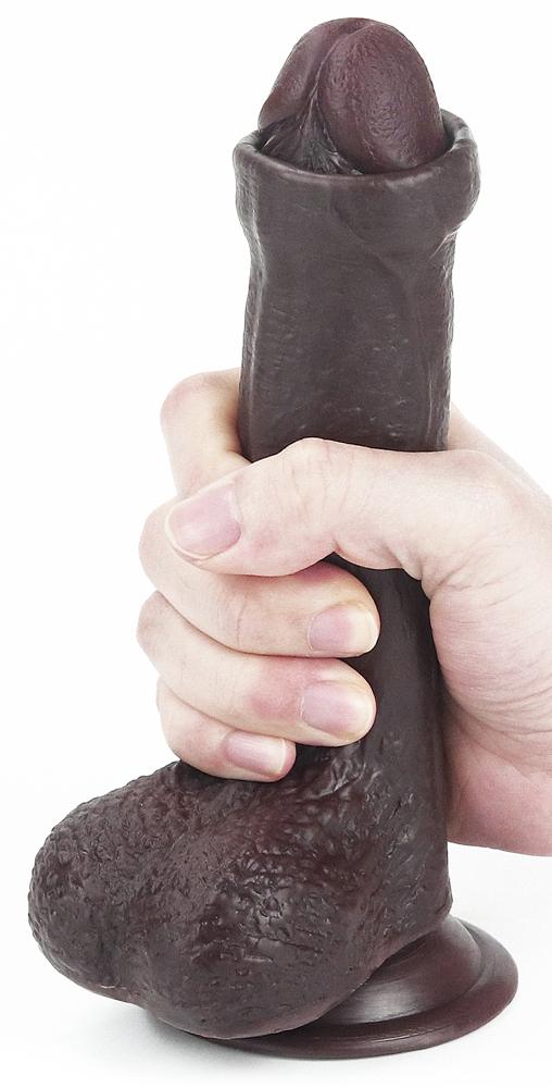 Consolador de piel deslizante 13 x 3,5cm Marrón-LoveToy SlidingSkin (Fun Distri) EAN: 6970260909396 - Imagen 15