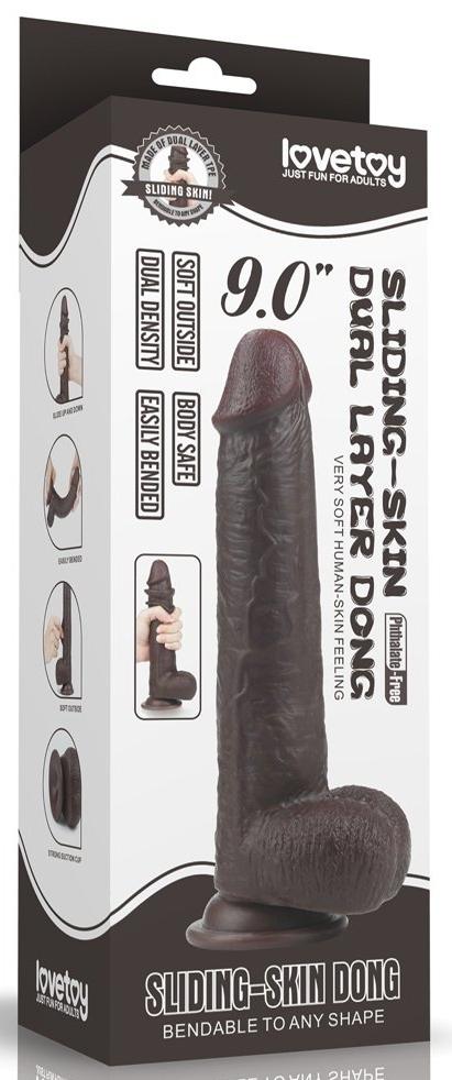 Consolador de piel deslizante 17 x 4,2cm Marrón-LoveToy SlidingSkin (Fun Distri) EAN: 6970260909402 - Imagen 2